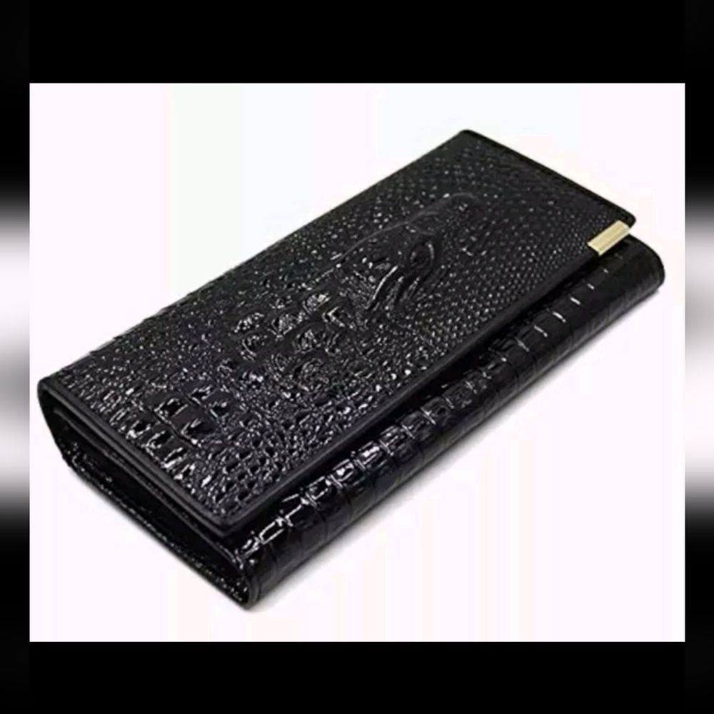 Women Faur Leather Wallet Long Coin Purse Clutch Bag Crocodile Pattern Bifold